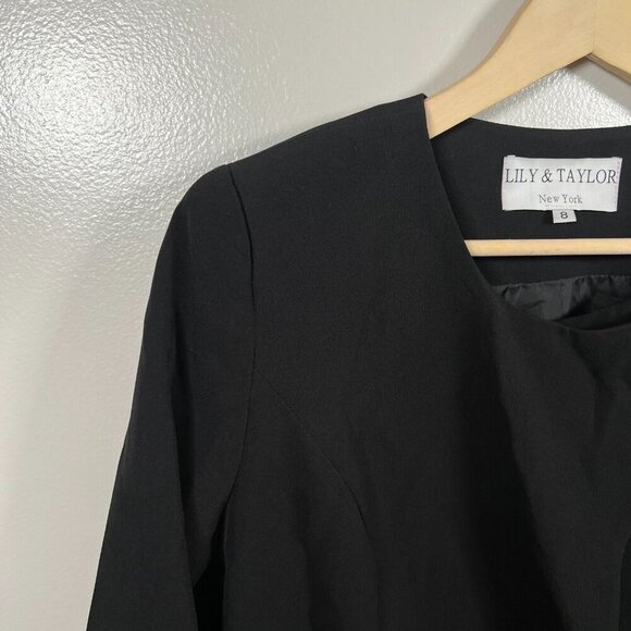 VTG Lily & Taylor Asymmetric Evening Jacket Size 8 Black Rhinestones Church - Picture 6 of 10